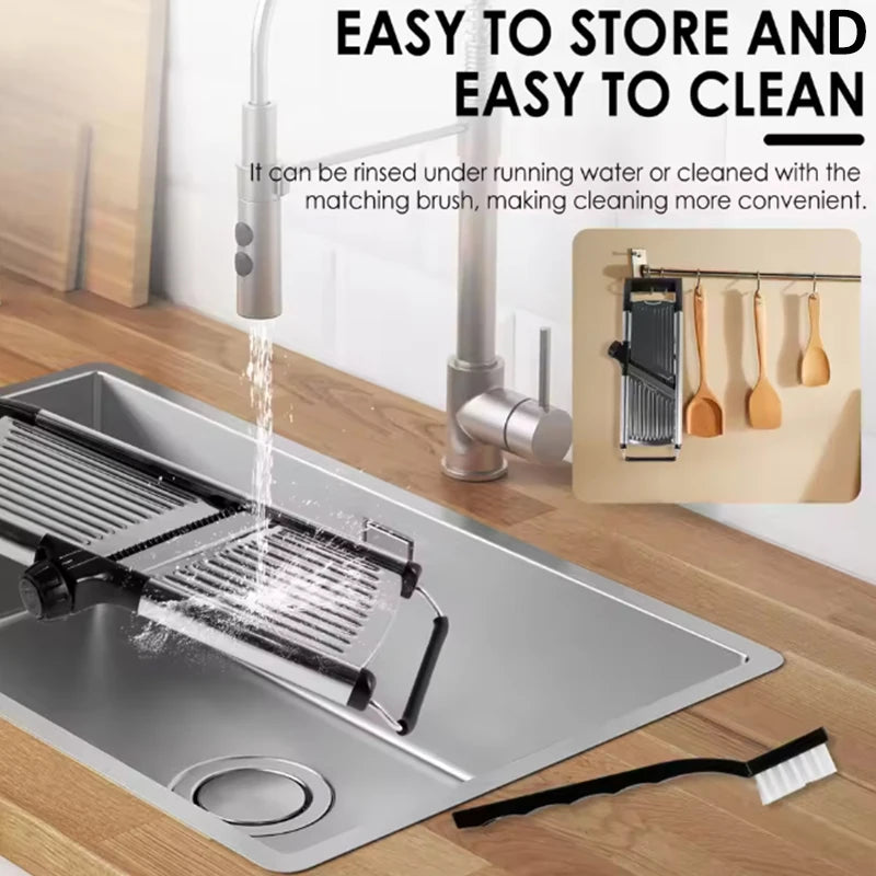 OMESER W1027 High Quality Adjustable Slicer Stainless Steel Vegetable Slicer Chopper Cutter for Potato Tomato Onion Carrot 【free shipping】