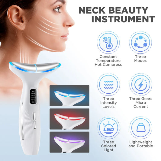 3 Massage Modes Microcurrent Neck Beauty Device Face Lifting Firming Massage Neck Beauty Instrument Tighten Skin Care Tool 【free shipping】