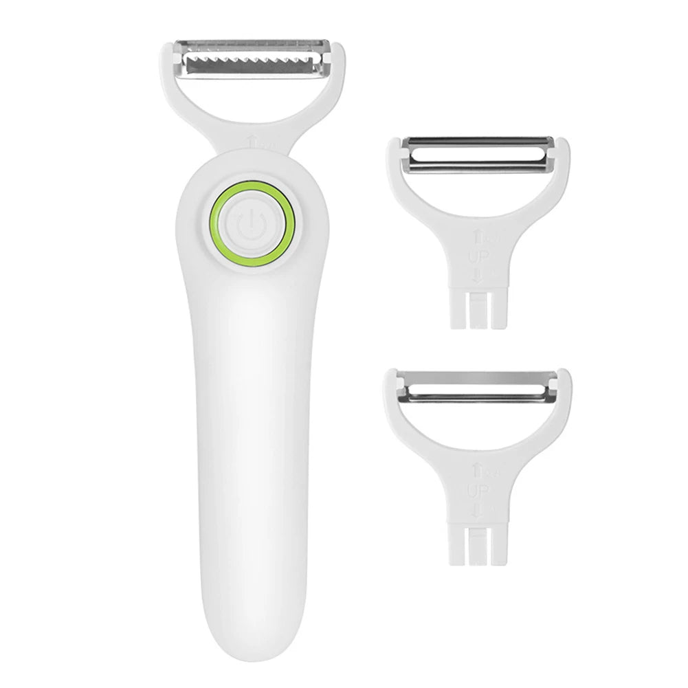 Fruit Vegetables Peeler with 3 Cutter Heads Skin Scraper USB Rechargeable Stainless Steel Safety Lightweight Home Kitchen Tool 【free shipping】