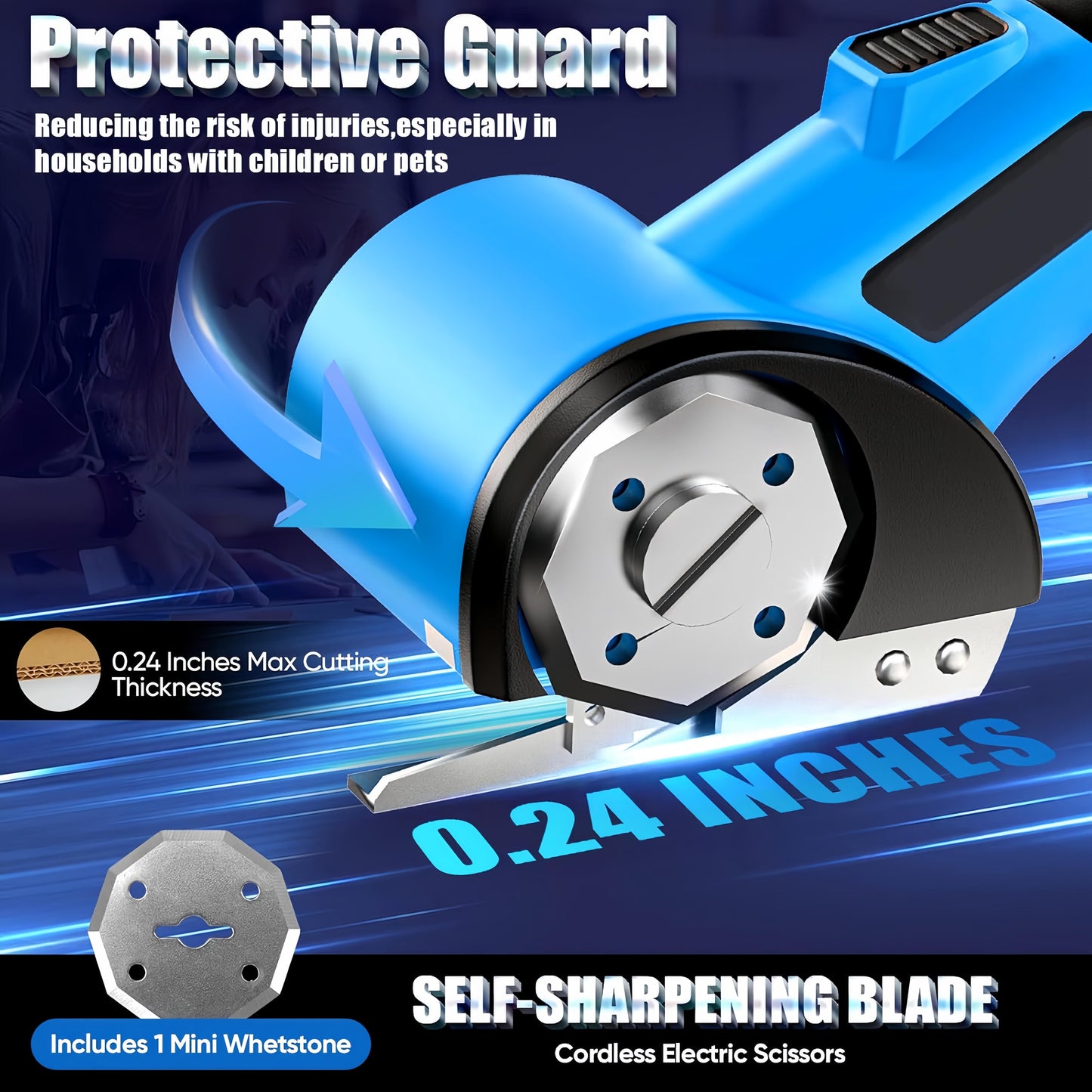 Cordless Electric Scissors, USB Rechargeable Electric Box Cutter With Safety Lock, Fabric Scissors, Electric Rotary Scissors For Cardboard Carpet Leather Plastic, Sewing Tools, Box Cutter, Replaceable