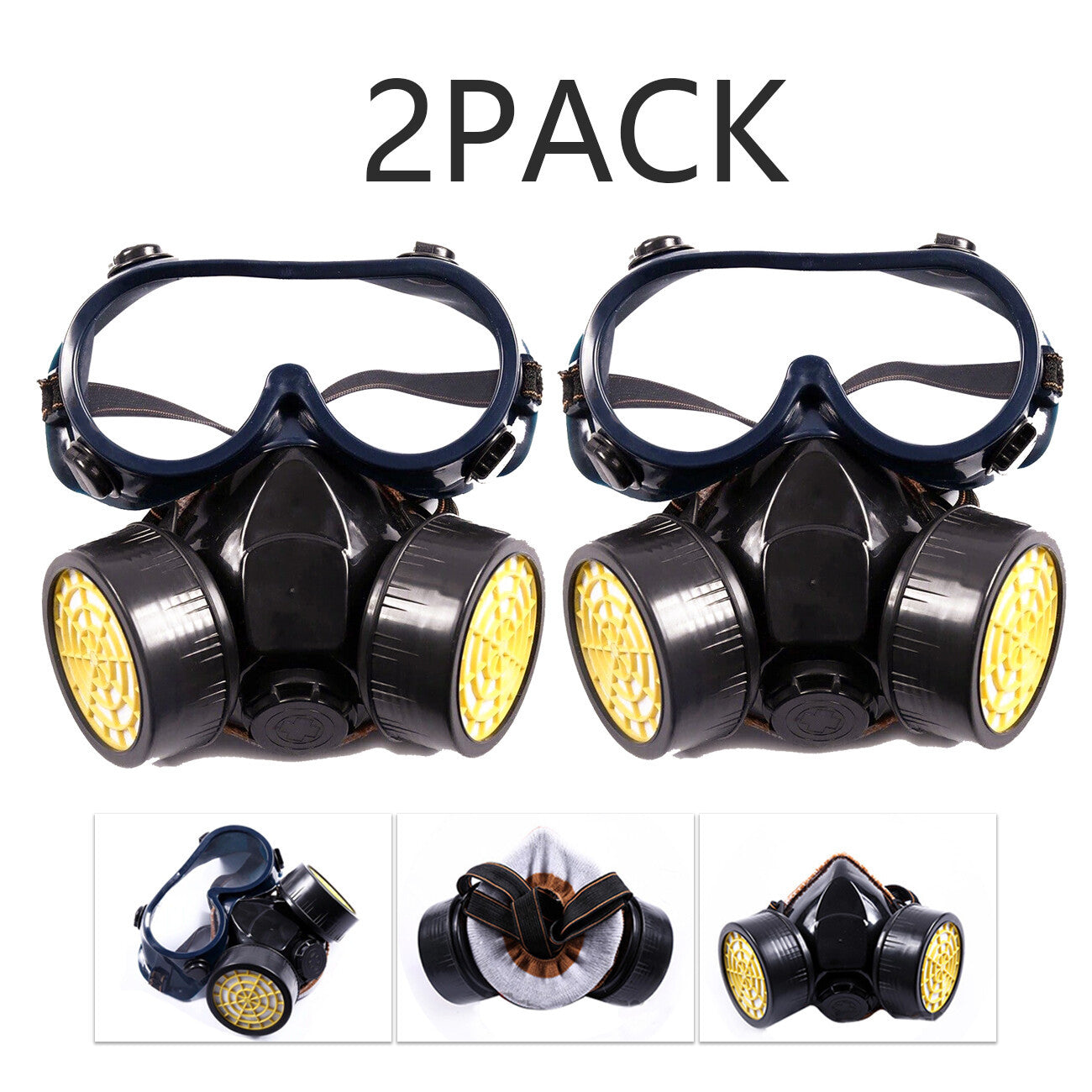 Chemical Dustproof Respirator Gas Face Mask Safety Filter Military Eye Goggle Dual Protection Filter
