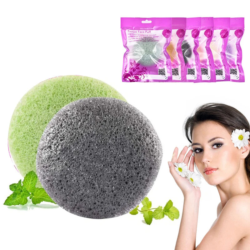 Konjac Sponge For Washing Face Round Konjac Konnyaku Sponge Facial Cleansing Exfoliator Bathing Puff Face Wash Puff