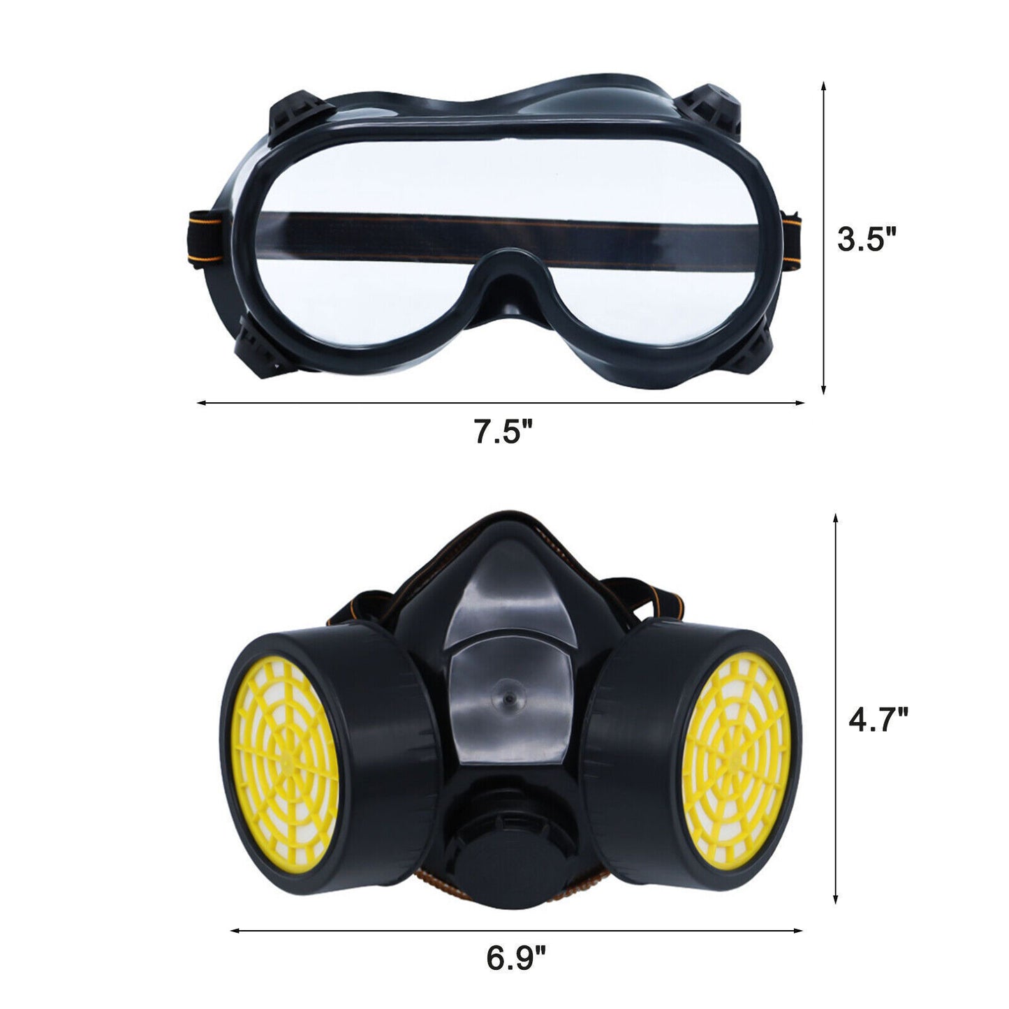 Chemical Dustproof Respirator Gas Face Mask Safety Filter Military Eye Goggle Dual Protection Filter
