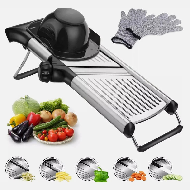 OMESER W1027 High Quality Adjustable Slicer Stainless Steel Vegetable Slicer Chopper Cutter for Potato Tomato Onion Carrot 【free shipping】