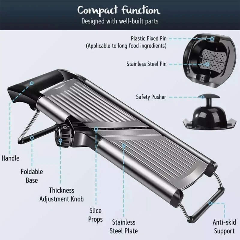 OMESER W1027 High Quality Adjustable Slicer Stainless Steel Vegetable Slicer Chopper Cutter for Potato Tomato Onion Carrot 【free shipping】