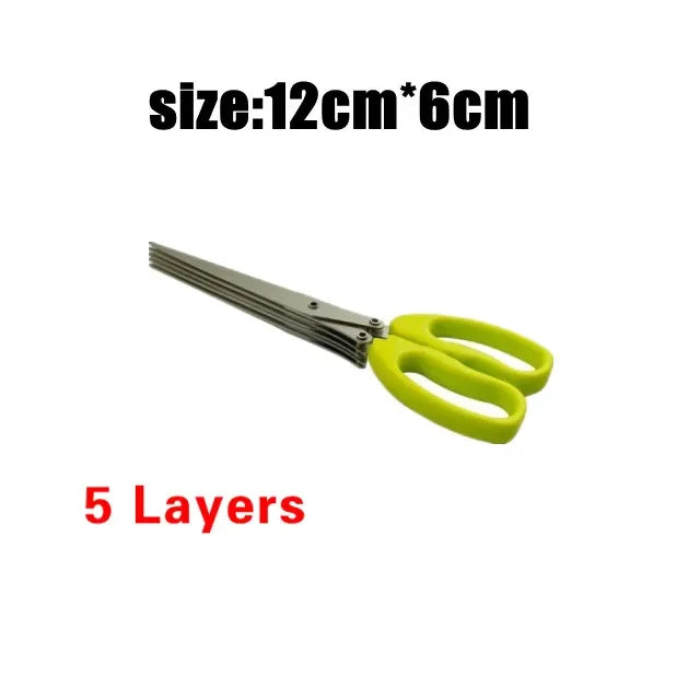 Muti-Layers Kitchen Scissors Stainless Steel Vegetable Cutter Scallion Herb Laver Spices cooking Tool Cut Kitchen Accessories 【free shipping】