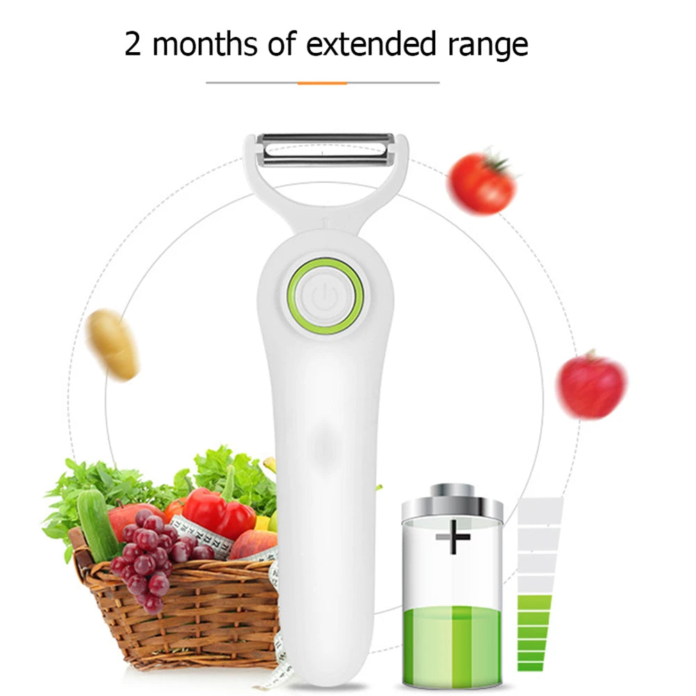 Fruit Vegetables Peeler with 3 Cutter Heads Skin Scraper USB Rechargeable Stainless Steel Safety Lightweight Home Kitchen Tool【free shipping】