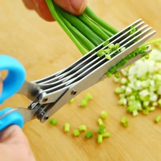 Muti-Layers Kitchen Scissors Stainless Steel Vegetable Cutter Scallion Herb Laver Spices cooking Tool Cut Kitchen Accessories 【free shipping】