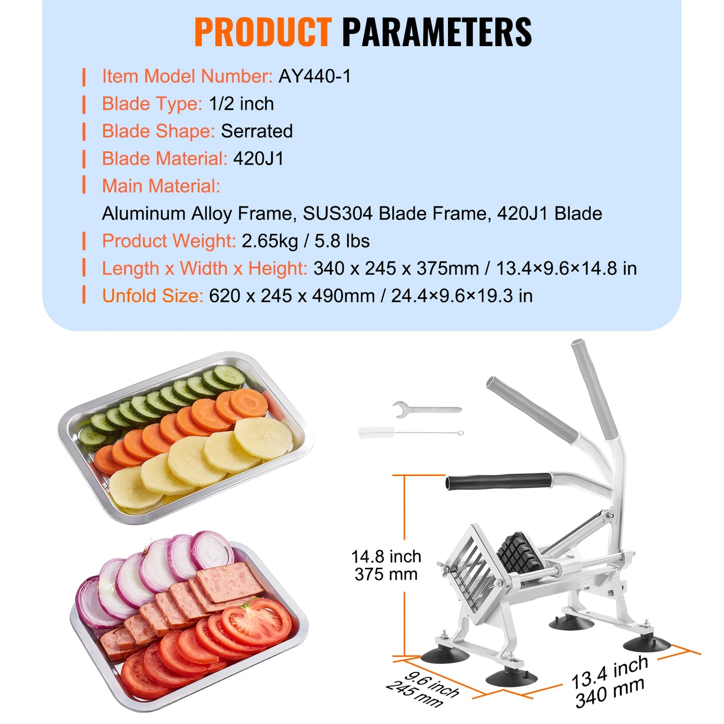 SucceBuy Commercial Vegetable Slicer 1/4 inch Stainless Steel and Aluminum Alloy for Radishes Onions Potatoes Lemons 【free shipping】