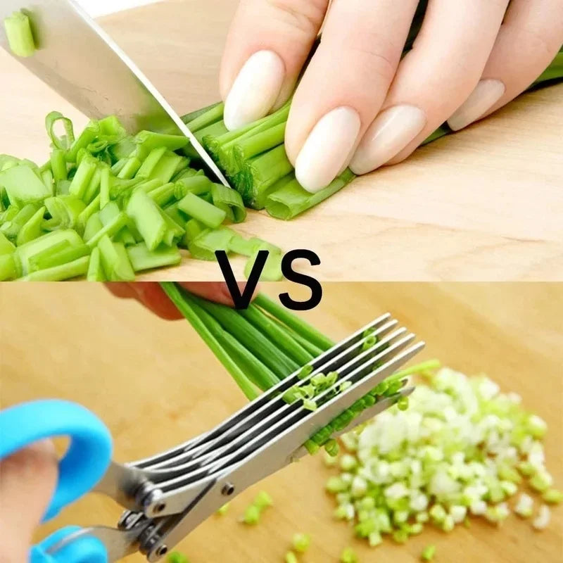 Muti-Layers Kitchen Scissors Stainless Steel Vegetable Cutter Scallion Herb Laver Spices cooking Tool Cut Kitchen Accessories 【free shipping】