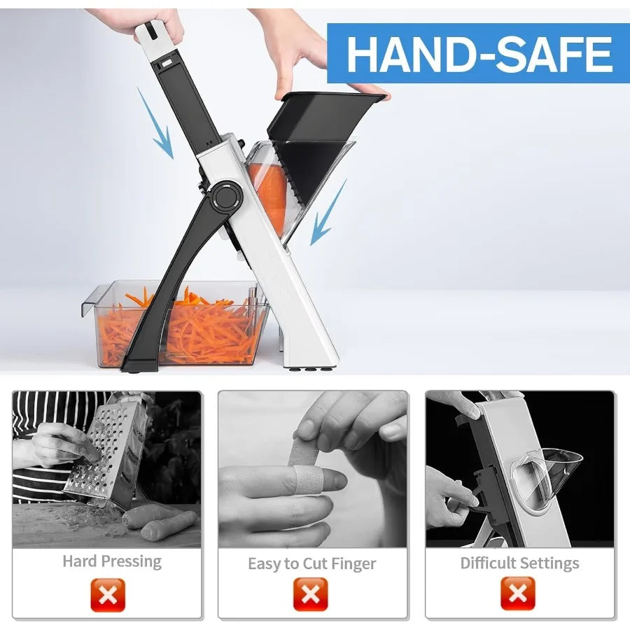 Upgraded All-in-1 Mandoline Slicer for Kitchen with Adjustable Blade: Detachable Design for Efficient Slicing Dicing Shredding 【free shipping】
