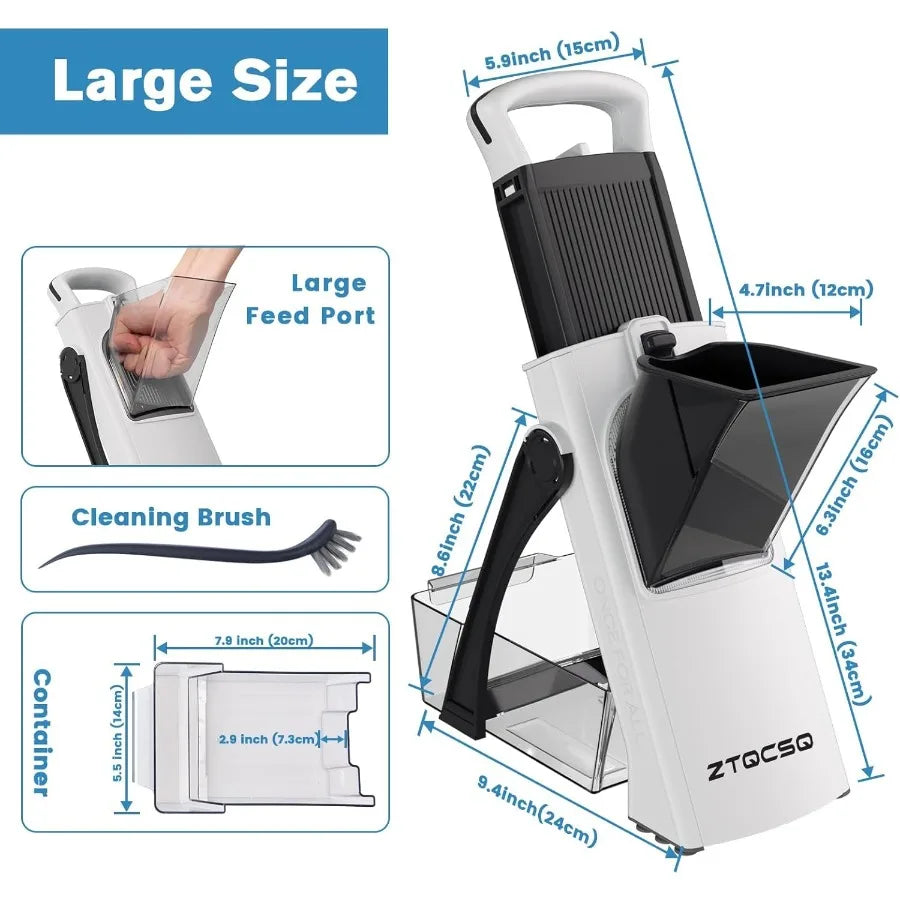 Upgraded All-in-1 Mandoline Slicer for Kitchen with Adjustable Blade: Detachable Design for Efficient Slicing Dicing Shredding 【free shipping】