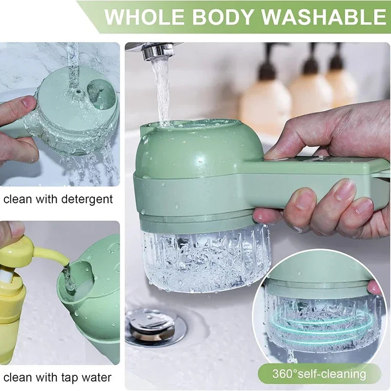 4In1 Electric Vegetable Cutter Set Handheld Wireless Electric Garlic Masher Food Chopper Meat Grinder Machine Food Peel Slice 【free shipping】