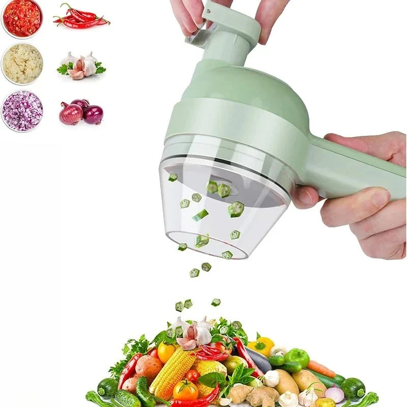 4In1 Electric Vegetable Cutter Set Handheld Wireless Electric Garlic Masher Food Chopper Meat Grinder Machine Food Peel Slice 【free shipping】