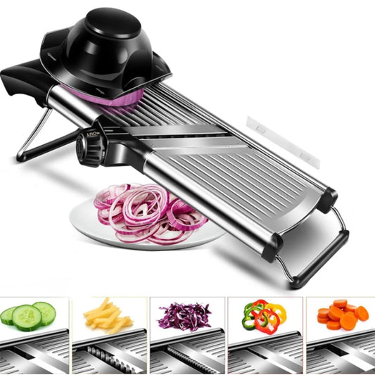 OMESER W1027 High Quality Adjustable Slicer Stainless Steel Vegetable Slicer Chopper Cutter for Potato Tomato Onion Carrot 【free shipping】