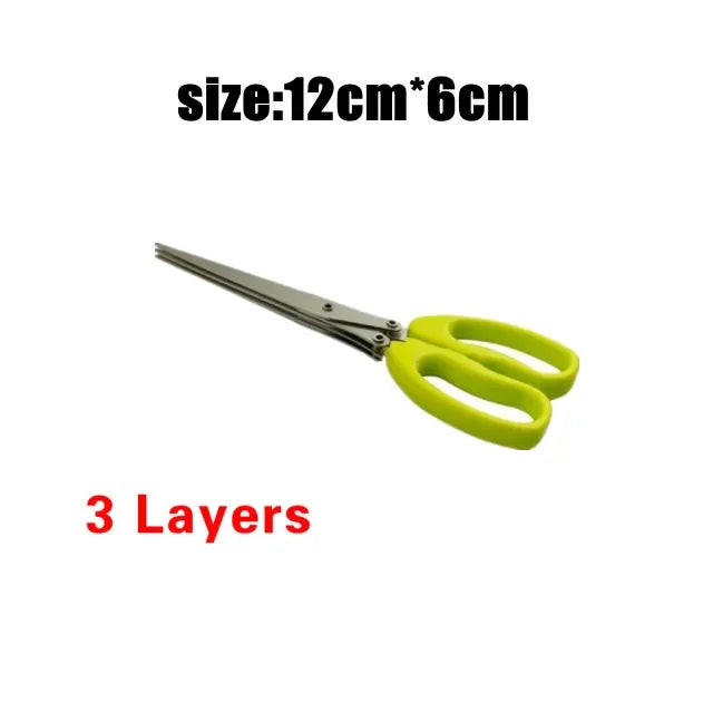 Muti-Layers Kitchen Scissors Stainless Steel Vegetable Cutter Scallion Herb Laver Spices cooking Tool Cut Kitchen Accessories 【free shipping】