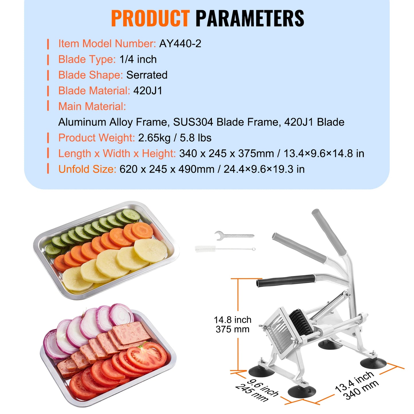 SucceBuy Commercial Vegetable Slicer 1/4 inch Stainless Steel and Aluminum Alloy for Radishes Onions Potatoes Lemons 【free shipping】