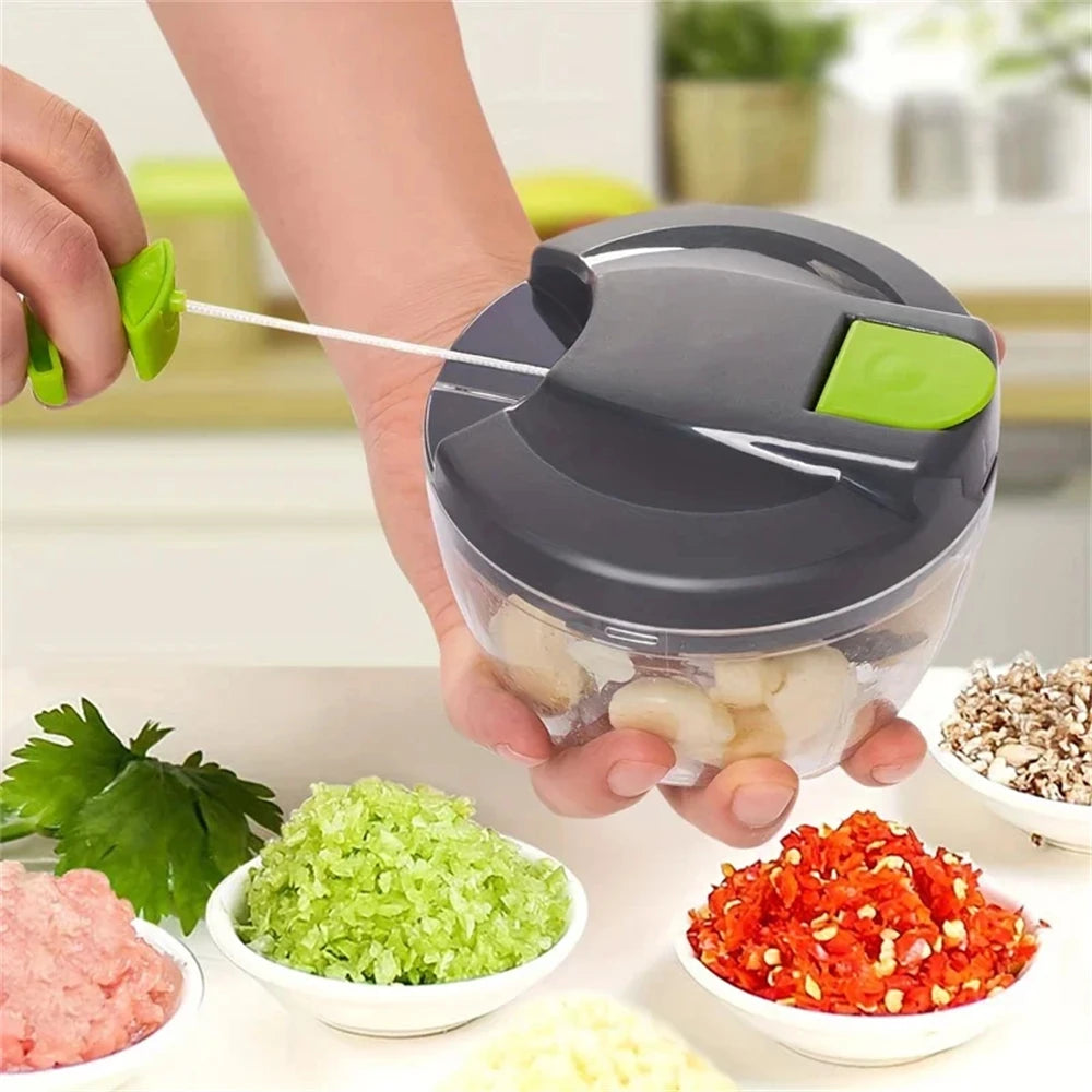 Manual Garlic Chopper Hand Pull String Vegetable Cutter Multifunctional Onions Mincer Ginger Fruits Nuts Kitchen Food Processor 【free shipping】