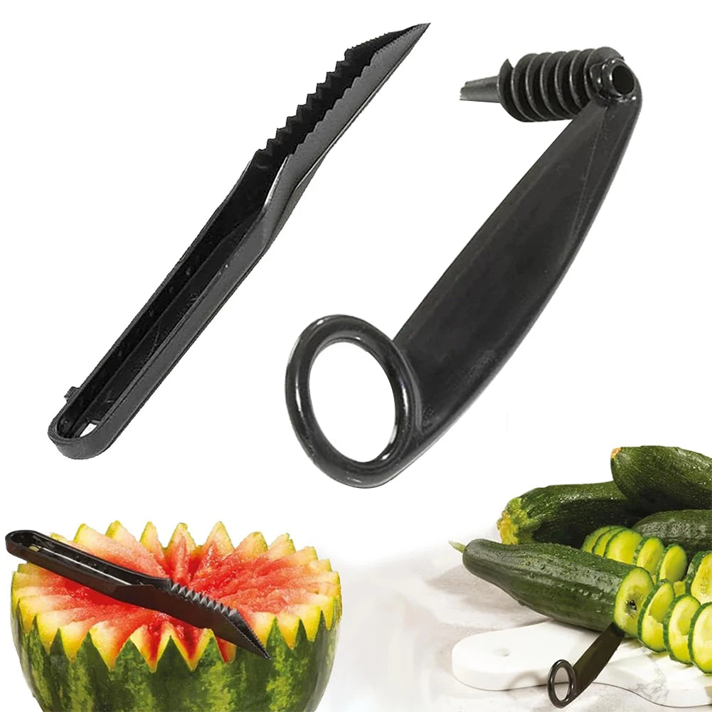 V & Spiral Shaped Multifunction Cutter Serrated Pattern Decorative Cutter Food Garnishing Knife Screw Peelers Decorative Fruit【free shipping】