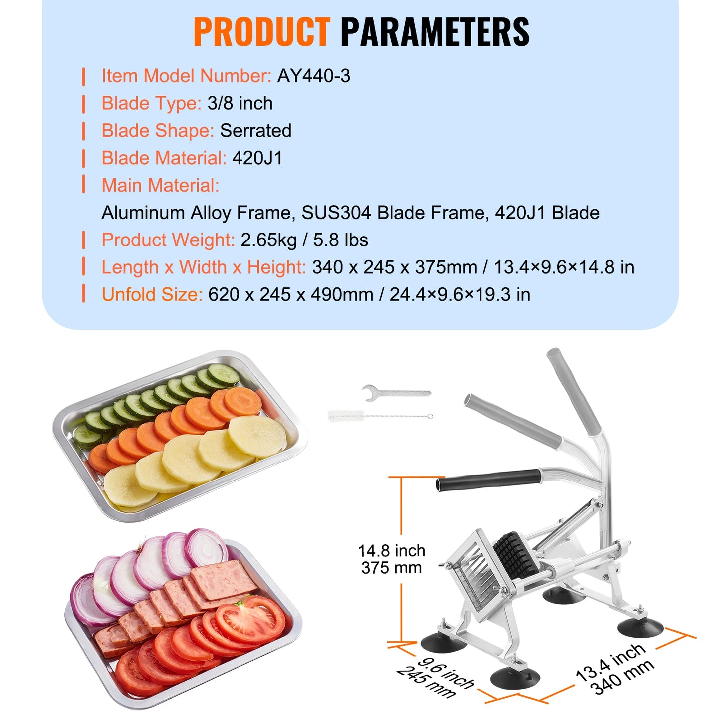 SucceBuy Commercial Vegetable Slicer 1/4 inch Stainless Steel and Aluminum Alloy for Radishes Onions Potatoes Lemons 【free shipping】