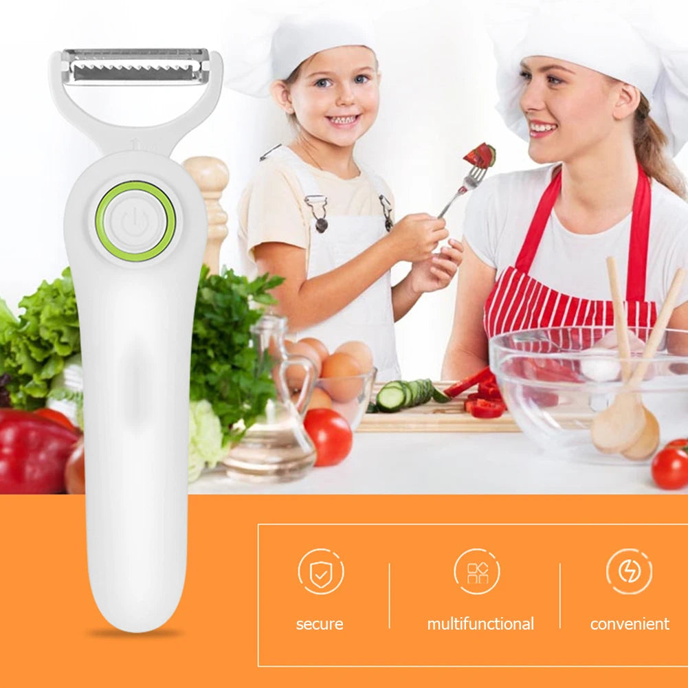 Fruit Vegetables Peeler with 3 Cutter Heads Skin Scraper USB Rechargeable Stainless Steel Safety Lightweight Home Kitchen Tool【free shipping】