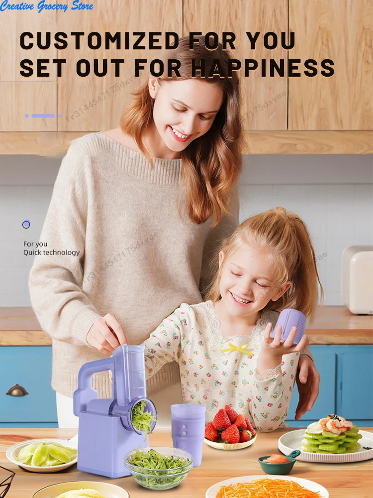 Multifunctional Electric Roller Vegetable Cutter Cheese Shredder Slicer Shredded Ice Cutter Kitchen Gadgets 【free shipping】