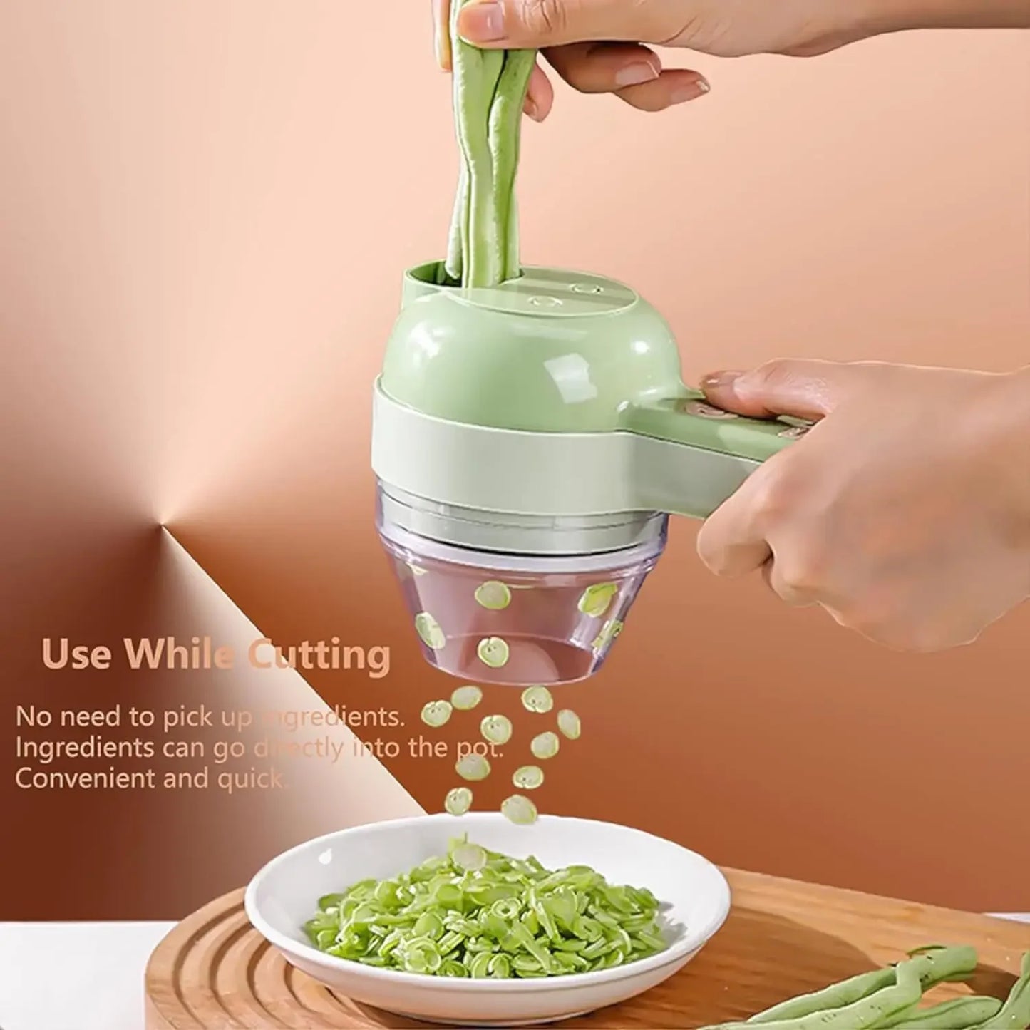 4In1 Electric Vegetable Cutter Set Handheld Wireless Electric Garlic Masher Food Chopper Meat Grinder Machine Food Peel Slice 【free shipping】