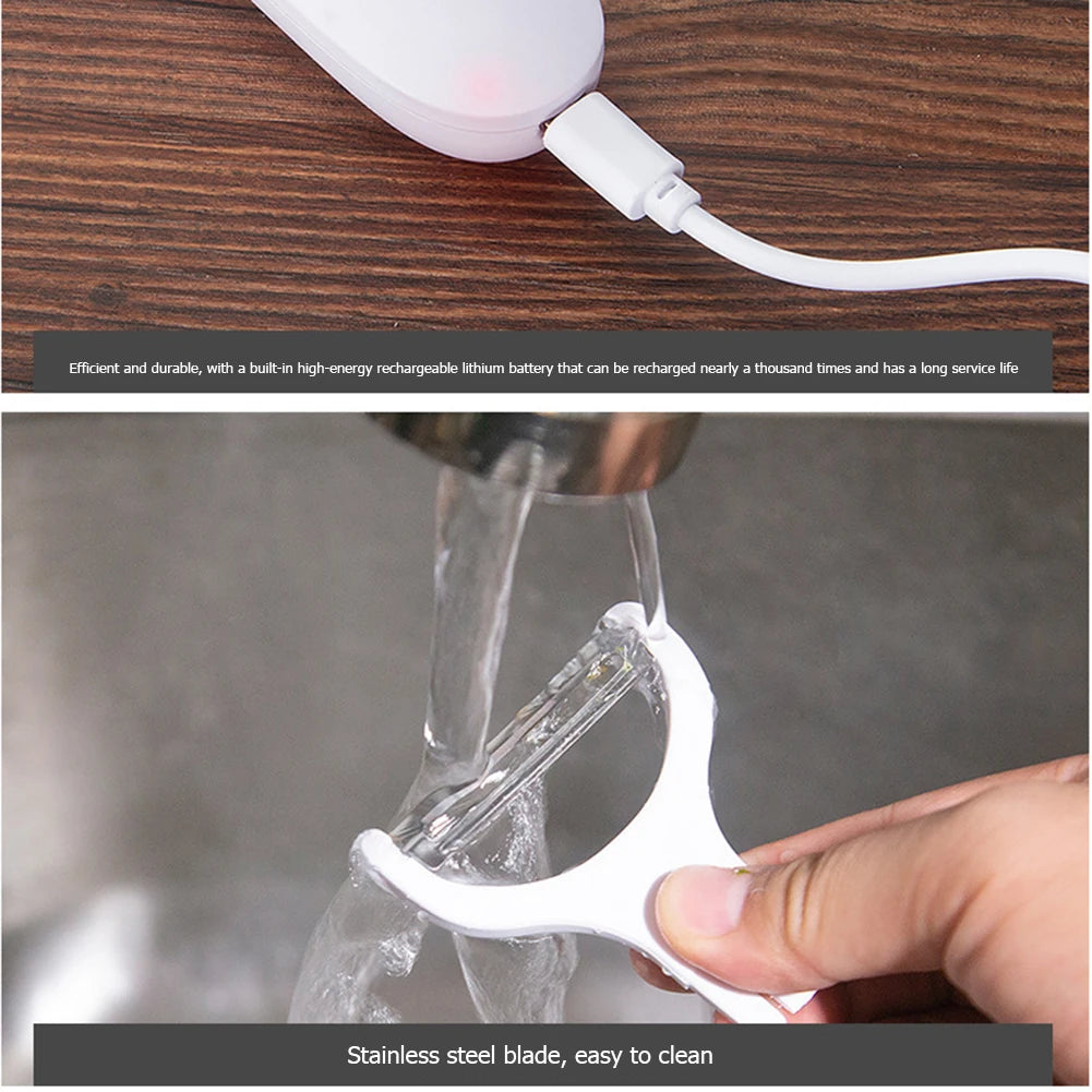 Fruit Vegetables Peeler with 3 Cutter Heads Skin Scraper USB Rechargeable Stainless Steel Safety Lightweight Home Kitchen Tool 【free shipping】