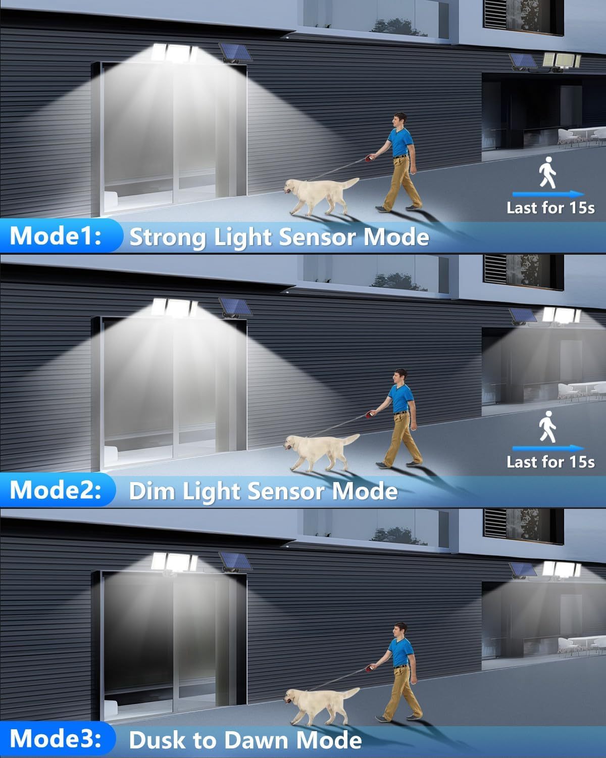 1,2 Pack Solar Lights Outdoor 348 LED Motion Sensor Lights With Remote Control  3 Head Waterproof